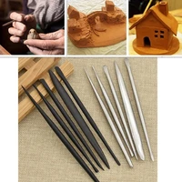 5pcs pottery clay modeling sculpture engrave rod needles stick carving clay porcelain ceramics metal tools texture metal crafts