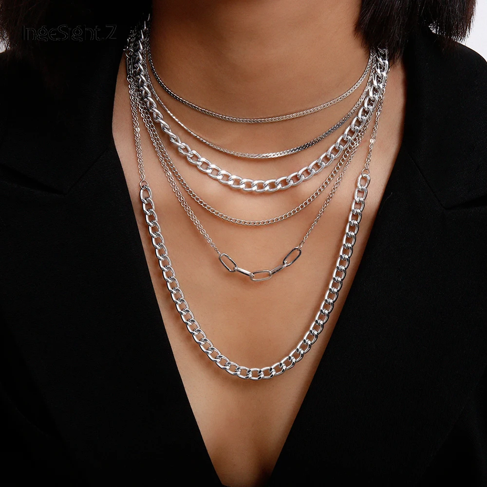 IngeSight.Z 2 шт./компл. винтажные многослойные ожерелья чокер в стиле панк хип хоп