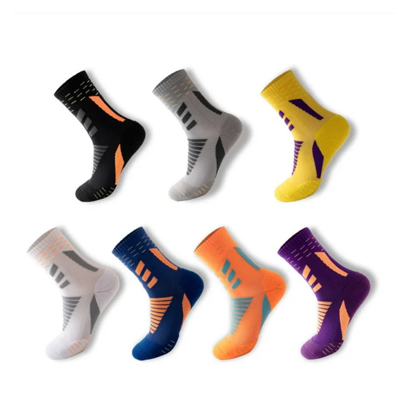 Спортивные полувысокие носки для бега хлопковые толстые махровые летние мужские