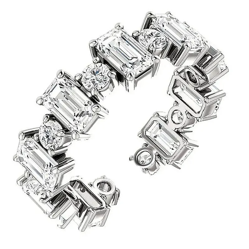 

Luxury Full White Square Cubic Zircon Crystal Open Adjustable Ring with Shiny AAA CZ Rhinestone for Women Men Party Jewelry