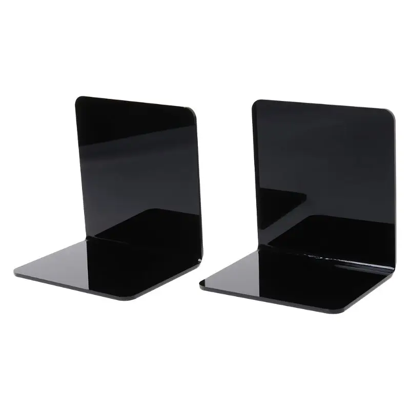 

2Pcs Black Acrylic Bookends L-shaped Desk Organizer Desktop Book Holder School Stationery Office Accessories W0YE