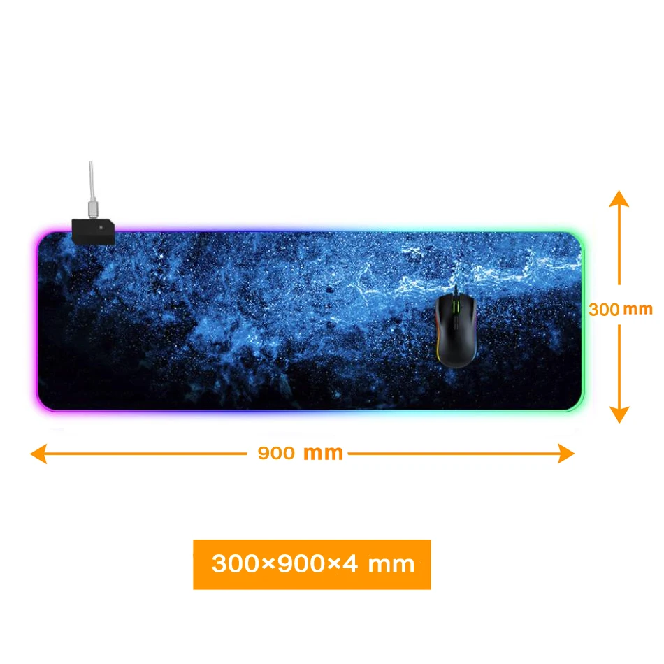 Светодиодный светильник ing игровой коврик для мыши RGB негабаритный светящийся USB СВЕТОДИОДНЫЙ светильник Расширенная подсветка клавиатура PU нескользящий коврик-одеяло светильник - Цвет: 900x300x4mm Size