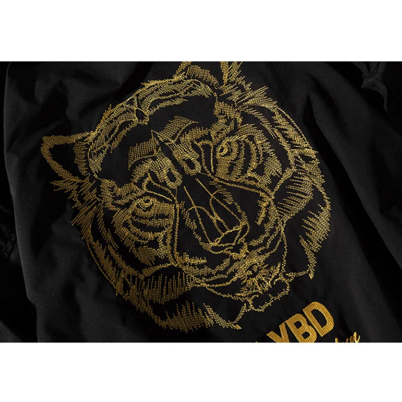 

Aolamegs Men's Jackets Tiger Letter Embroidery Bomber Baseball Varsity Jacket Oversized Windbreaker High Street Streetwear Parka