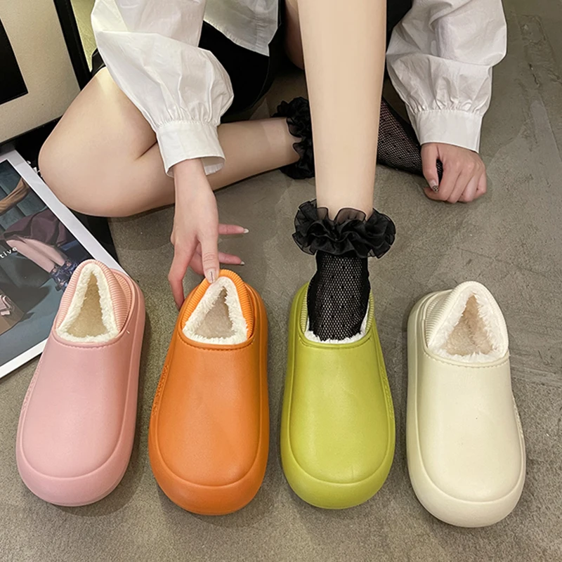 

Winter Shoes Women Autumn Female Footwear Fall New Dress Nurse Short Plush Rome Basic Med PU Rubber Slipper with Slides Winter S