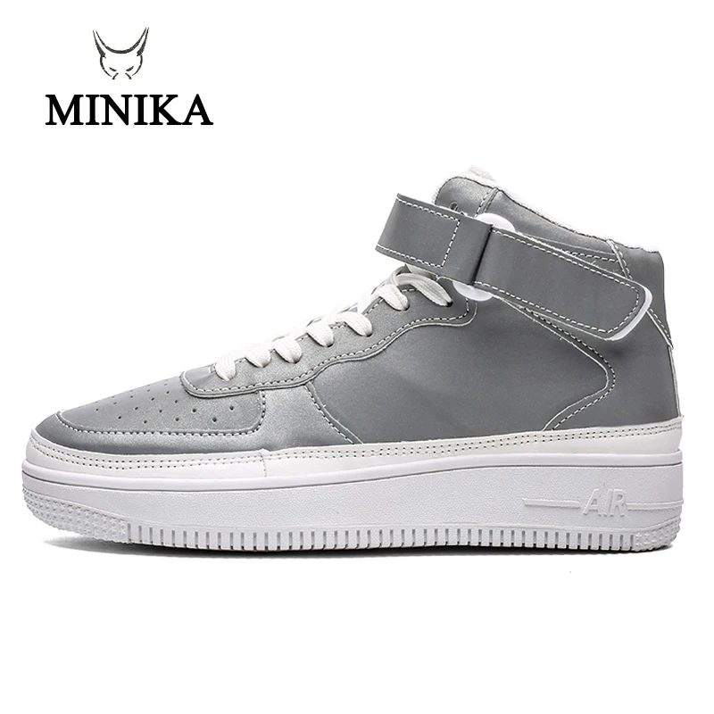 Мужские кроссовки с высоким берцем для катания на скейтборде отражающими