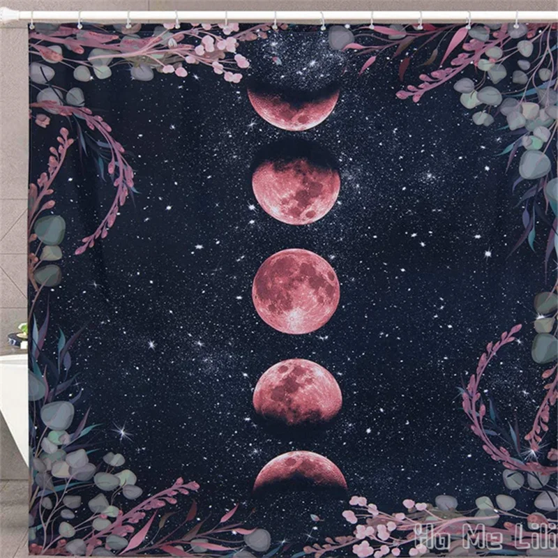 Moonlight Garden Fabric By Ho Me Lili Shower Curtain Bathroom Sets Summer Starry Night Green Leaves Decorative | Дом и сад