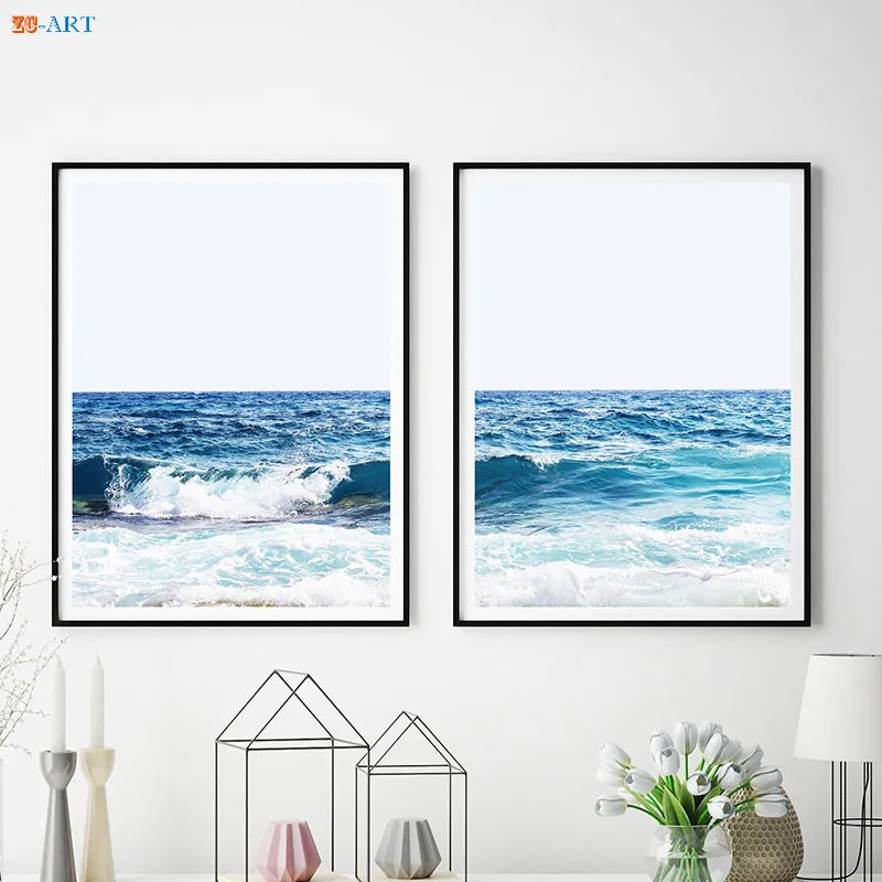 Постер океанского пляжа волны серфинг холст живопись пейзаж настенное искусство