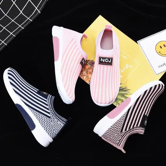 

New casual fashion shallow mouth women's shoes, striped, breathable, lightweight, non-slip shoes. Youth designer shoes