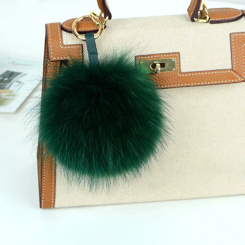15cm Large Soft Real Raccoon Fur Ball Key Chains Fluffy Pompom Keychain Keyring Car Bag Accessory | Украшения и аксессуары