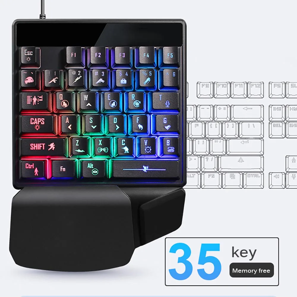 Прохладный светильник с помощью одной руки Механическая игровая клавиатура 35
