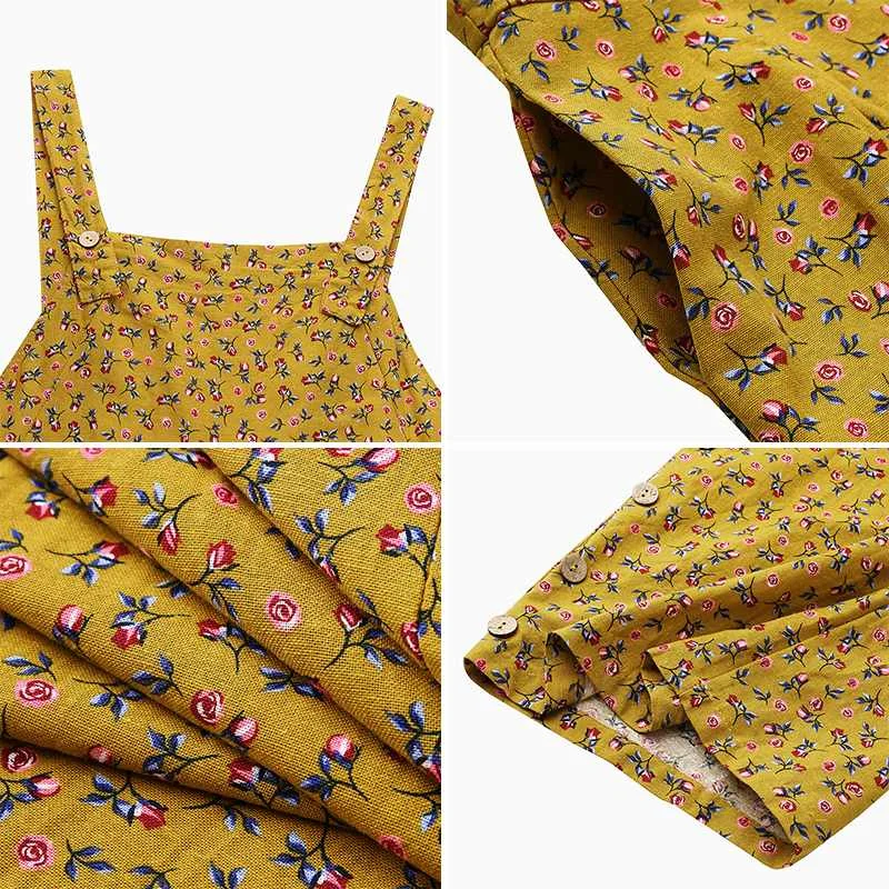 

Women Cotton Jumpsuits Sleeveless Floral Print Jumpsuit Wide Leg Pants 2021 VONDA Long Holiday Summer Overalls Plus Size Rompers