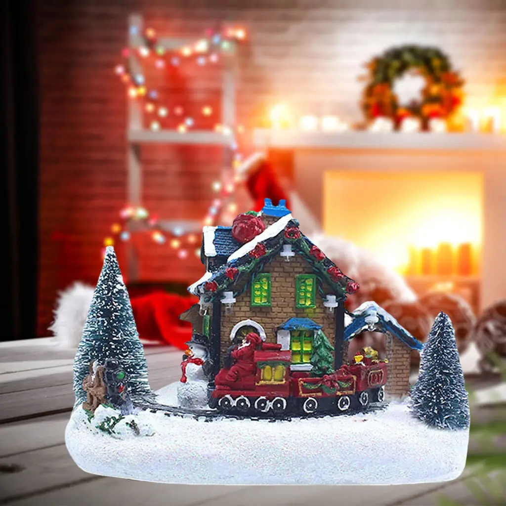 

Christmas House Village LED Snow Accent Cabin Indoor Room Holiday Art Decors