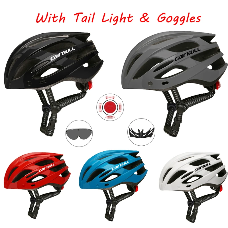 Открытый шлем для горного велосипеда с хвостовой светильник и очки Регулируемый