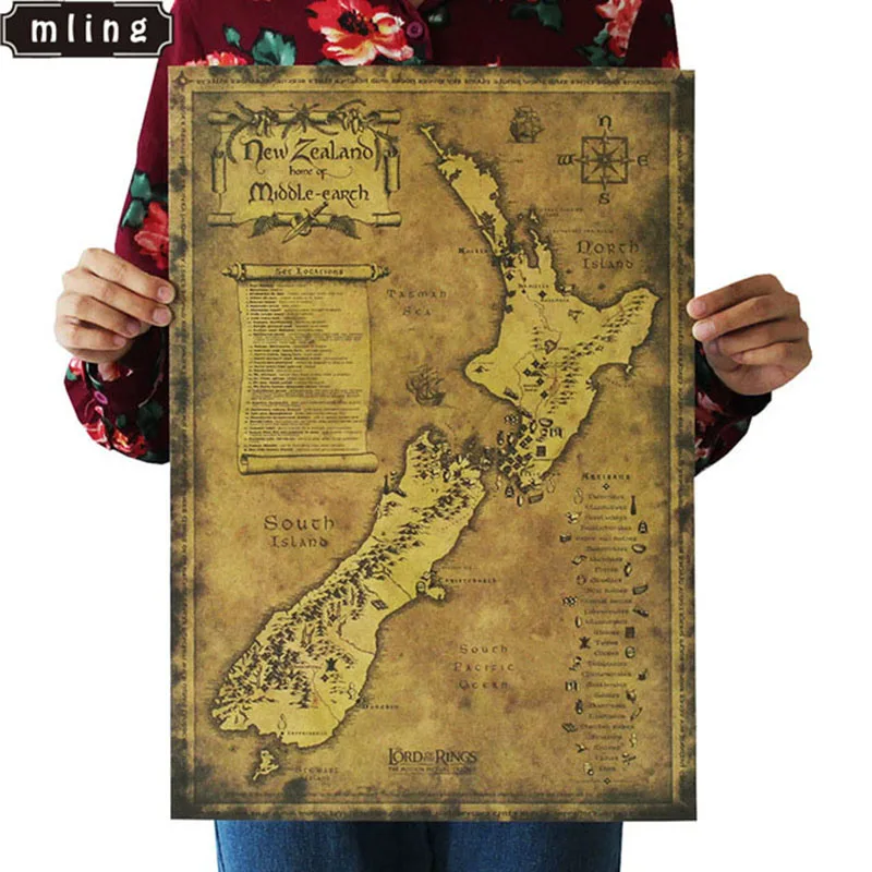 1 шт. Новая Зеландия таинственная Старая карта винтажный постер из крафт бумаги