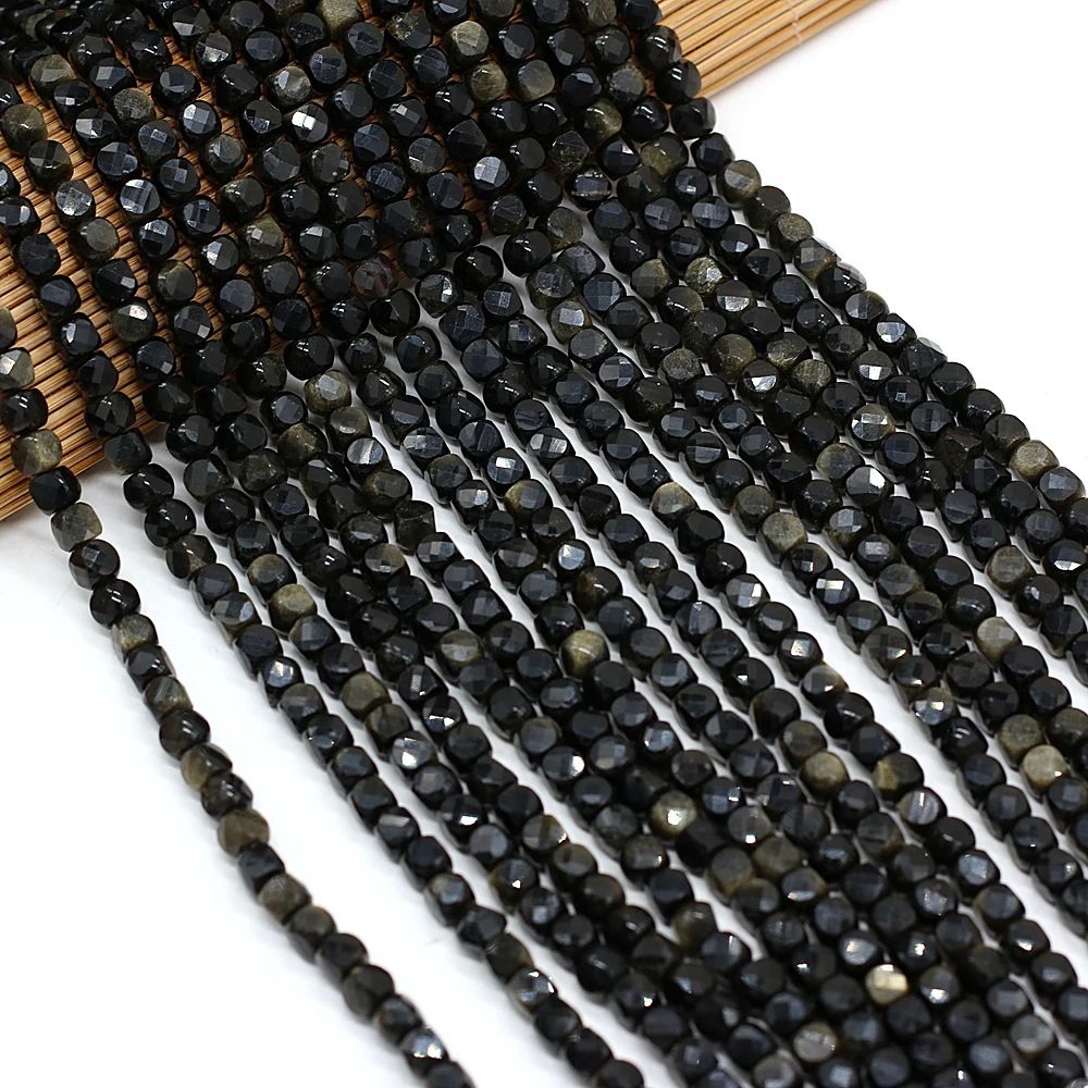 

Pure Natural Stone Semi-precious Stone Face Irregular Square Gold obsidian Beaded DIY Necklace Bracelet Jewelry Making Beads