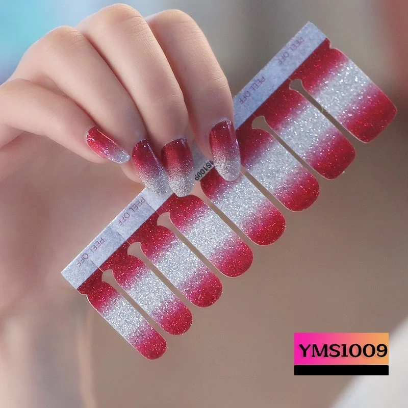 LADY KINDOM Glitter Gradient Full Cover Nail Polish Sticker Waterproof Long Lasting Strips Eco-friendly Decals | Красота и здоровье