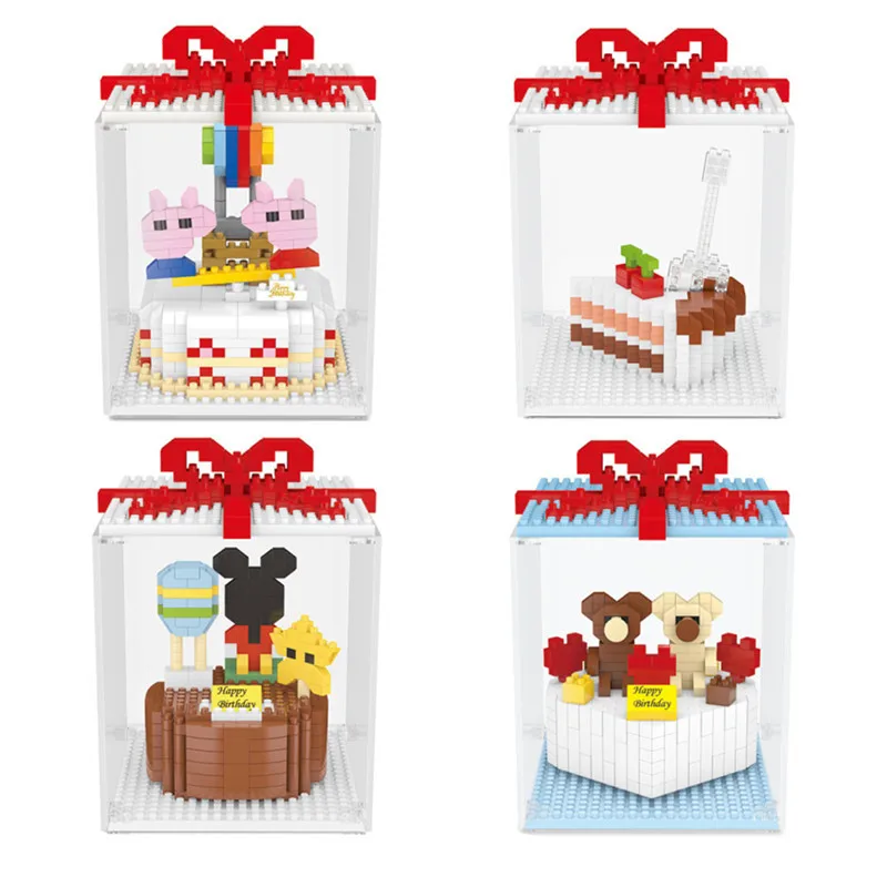 

WISEHAWK 2560-2563 Micro bricks toys mini building block puzzl cake model kids gifts birthday cake series gifts