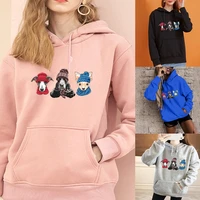 womens hoodie harajuku long sleeve loose big pockets cute puppy print hooded pullover girls fashion casual sports pullover