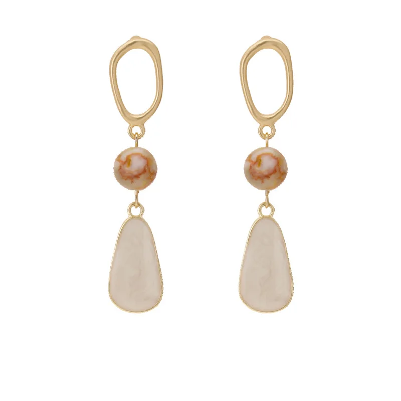

Korea fashion Enamel Brown Anomaly Round Earrings Quality Oil Drop Geometric Clip on Earrings Women Jewelry wholesale