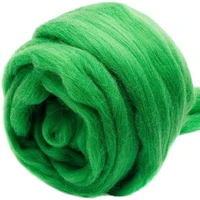 lmdz 100g green soft hand spinning woolen 100 pure wool fiber dyed wool for needle felting diy materials