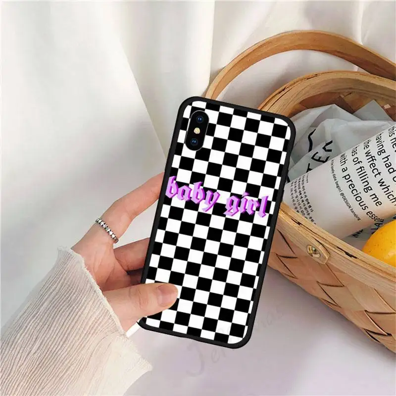 

Checkered Checkerboard Flame flower Phone Case for iPhone 11 12 pro XS MAX 8 7 6 6S Plus X 5S SE 2020 XR