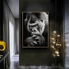 Современная черная картина Gorilla на холсте, картина в скандинавском стиле, фотообои с рисунками обезьяны для гостиной, домашний декор