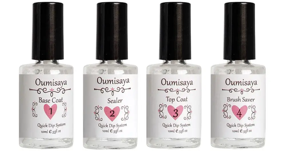 0,5 унц./шт. 10 шт. набор Oumisaya поднос для ногтей порошок Starter Kit с Dip Системы полезных мелочей с ярлыком(Базовое покрытие, герметик для защиты, топовое покрытие - Цвет: 4pcs liquids