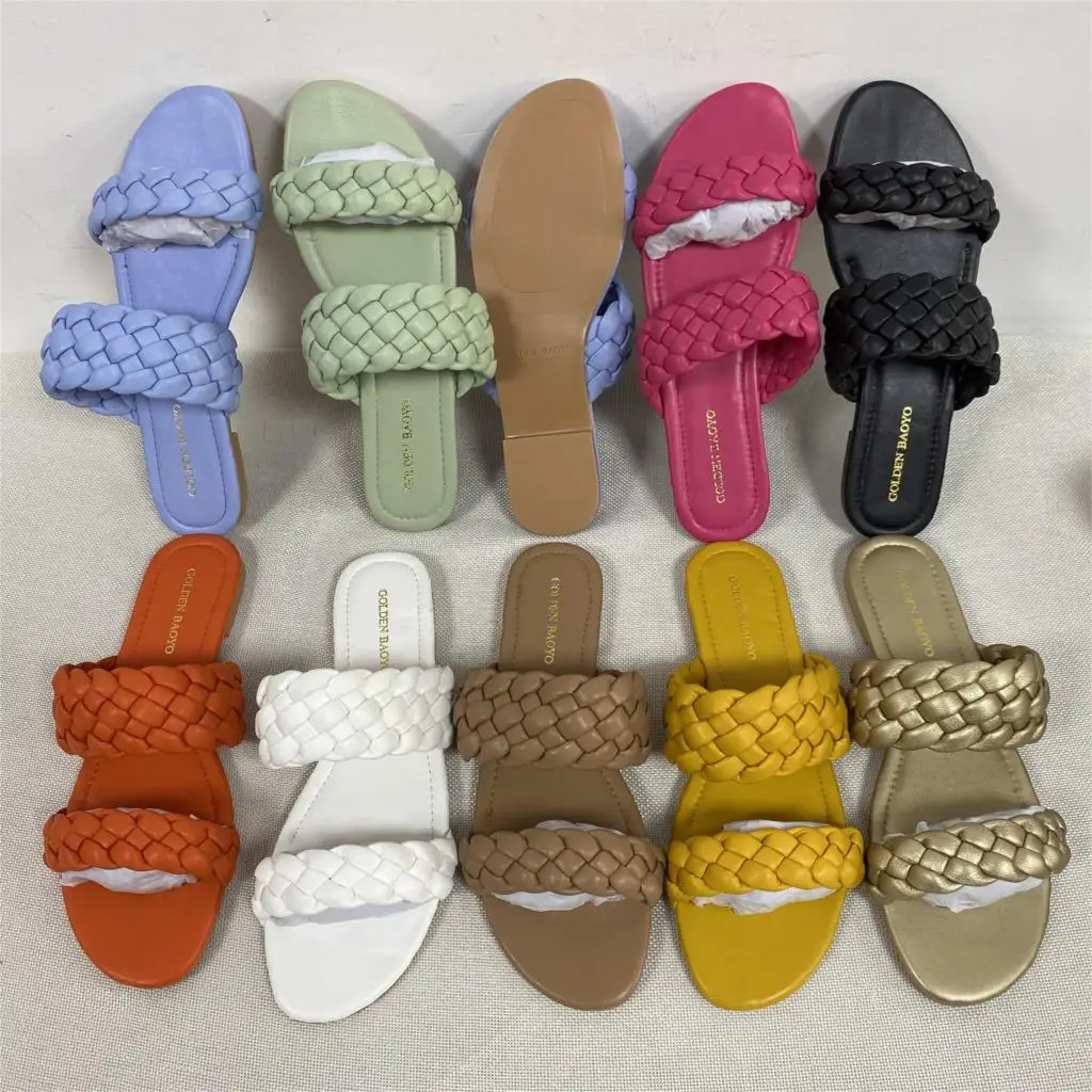 

New Woman Summer Flat Sandals Plus Size 9 Color Solid Flats Female 2021 Casual Slides Ladies Women Fashion Outside Shoes