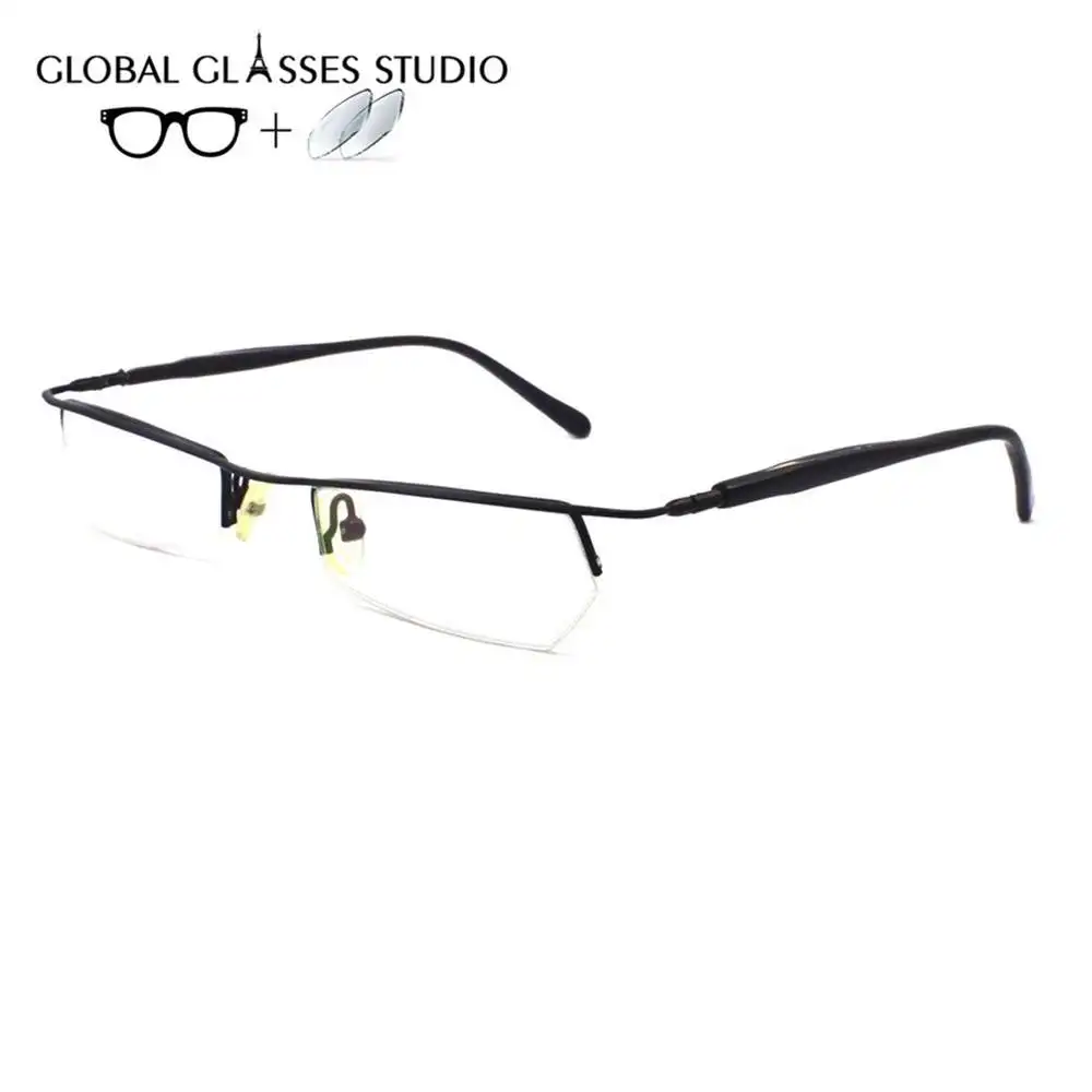 

B1109 Fashion Design Butterfly Shape Lens Slim Metal Eyewear Men Women Matt Black Prescription Eyeglasses