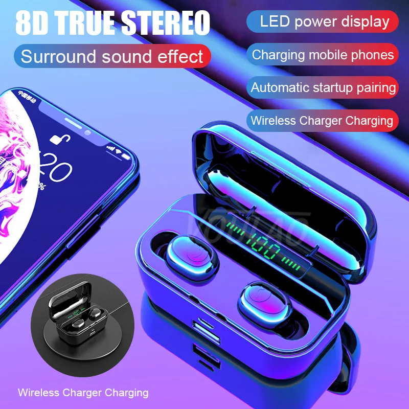 Беспроводные bluetooth-наушники TWS миниатюрные беспроводные наушники 3500 мАч power Bank Bluetooth V5.0 светодиодный дисплей гарнитуры IPX7 водонепроницаемый