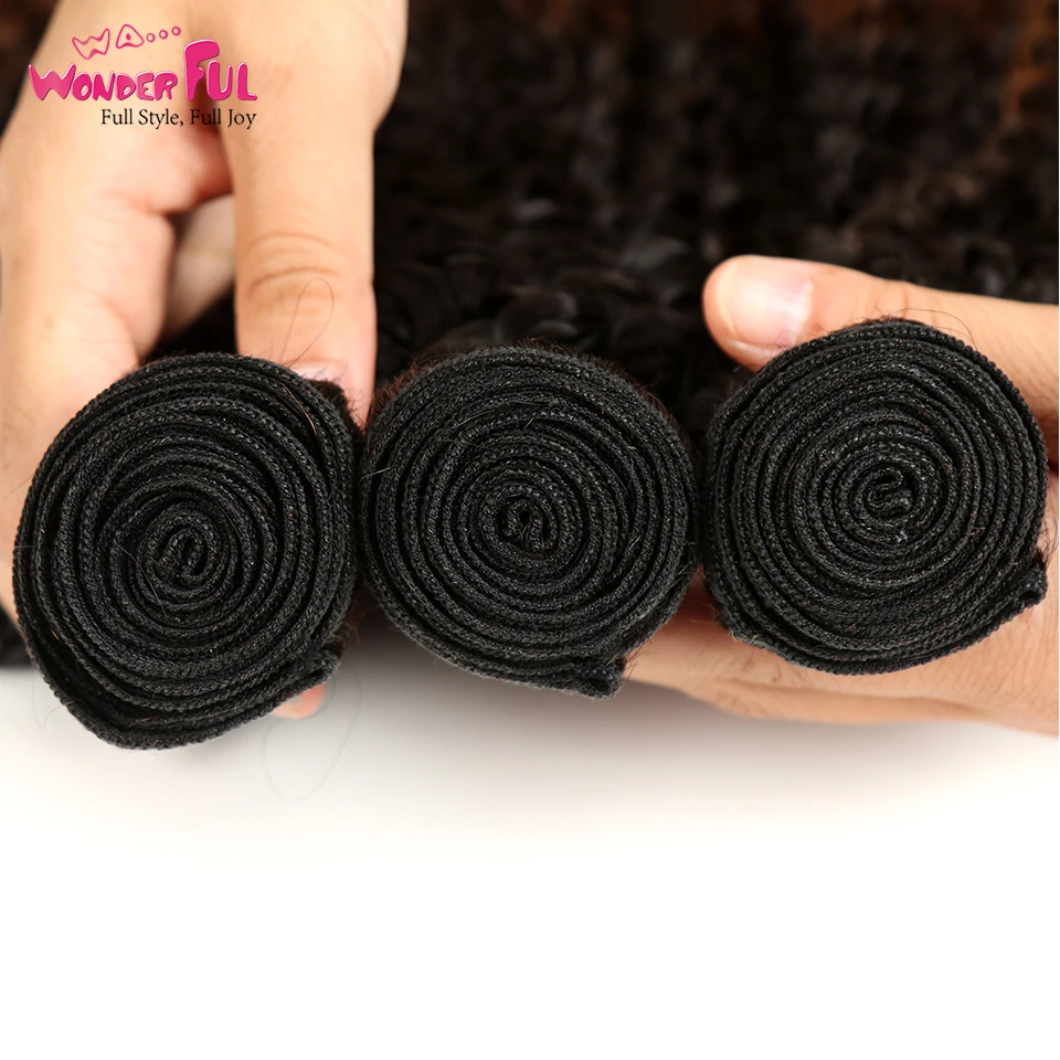 WA... чудесные кудрявые 10 22 дюйма M Remy 100% бразильские человеческие волосы 3 тона 1B/4/30