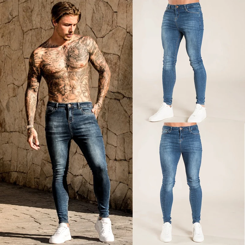 Elastic Waist Skinny Jeans Men Black Casual Streetwear Jogger Pants Mens Jeans High Street Slim Fit Man Fashion Denim Trousers images - 6