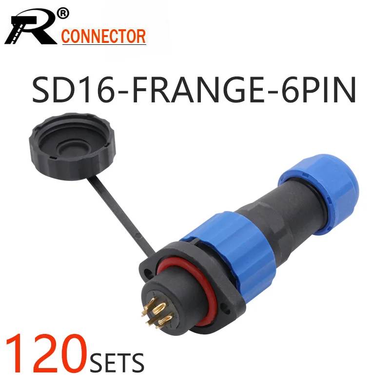 

120sets/lot IP68 Waterproof SD16 Flange Aviation Plug Socket Male + Female 2/3/4/5/6/7/9 Pins IP68 SP16 M16 16mm Connector