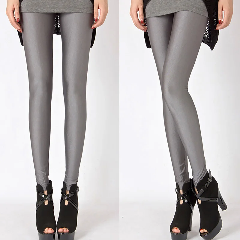 Женские блестящие леггинсы Лидер продаж для девочек цельные Цвет флуоресцентный