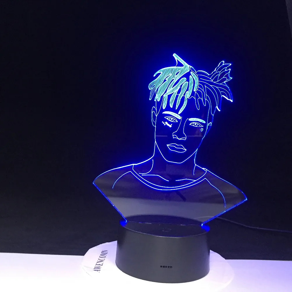 3D ночник лыжная маска шлюмный Бог рэпер 7 цветов меняющий стол светильник детское