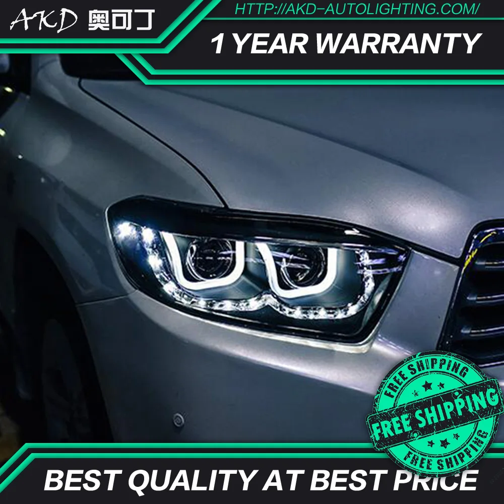 AKD тюнинг автомобильных фар для Toyota Highlander 09 11 светодиодные фары DRL ходовые огни Bi