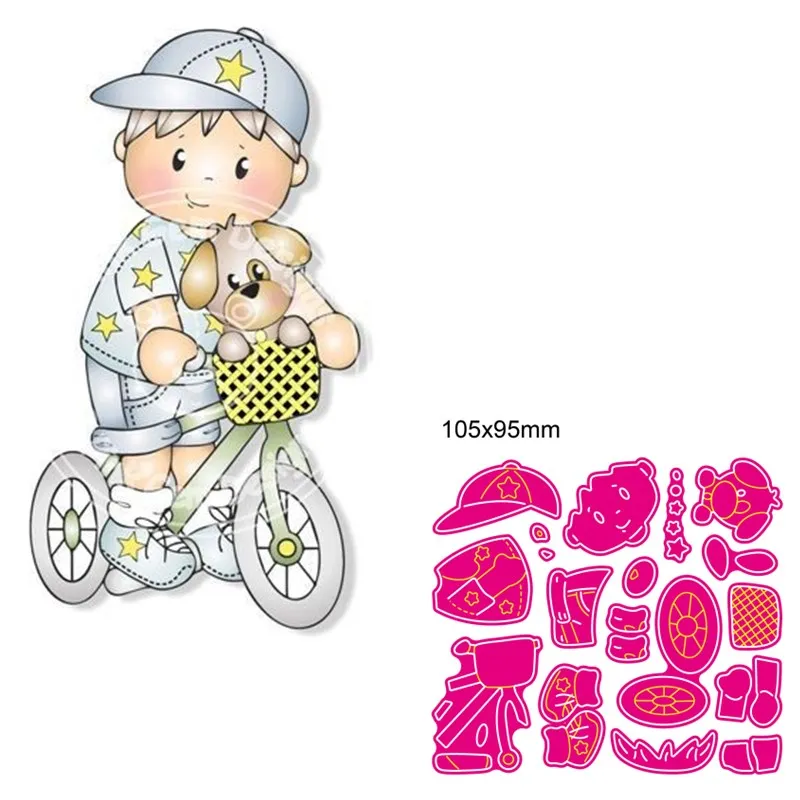 

Металлическая высечка для мальчика и собаки, для самостоятельного изготовления, скрапбукинга, декоративные бумажные карточки тиснение