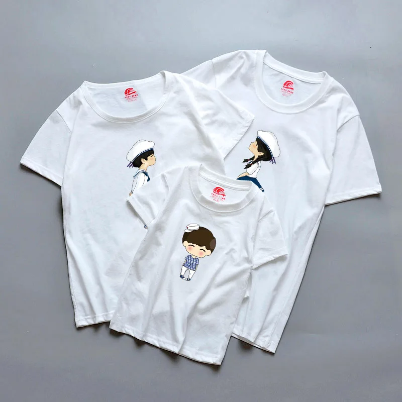 

TUONXYE Family Matching Clothes Mother Daughter Son Outfits Women Mom Short Sleeves Baby Girl Boys navy Style T Shirt