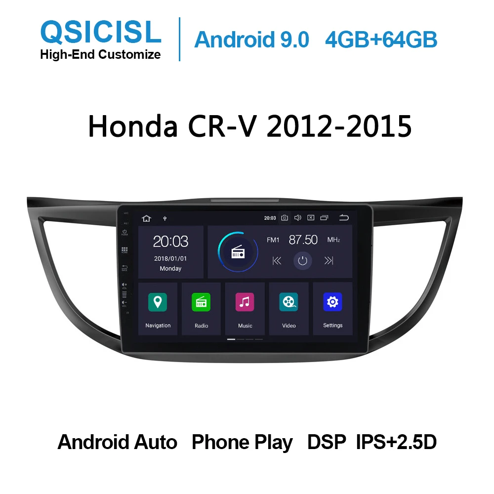 

Android 9,0 IPS 2.5D 10,1 "автомобильный dvd мультимедийный плеер для Honda CR-V 2012-2015 головное устройство радио Мультимедиа Стерео 4 Гб + 64 Гб SWC DSP