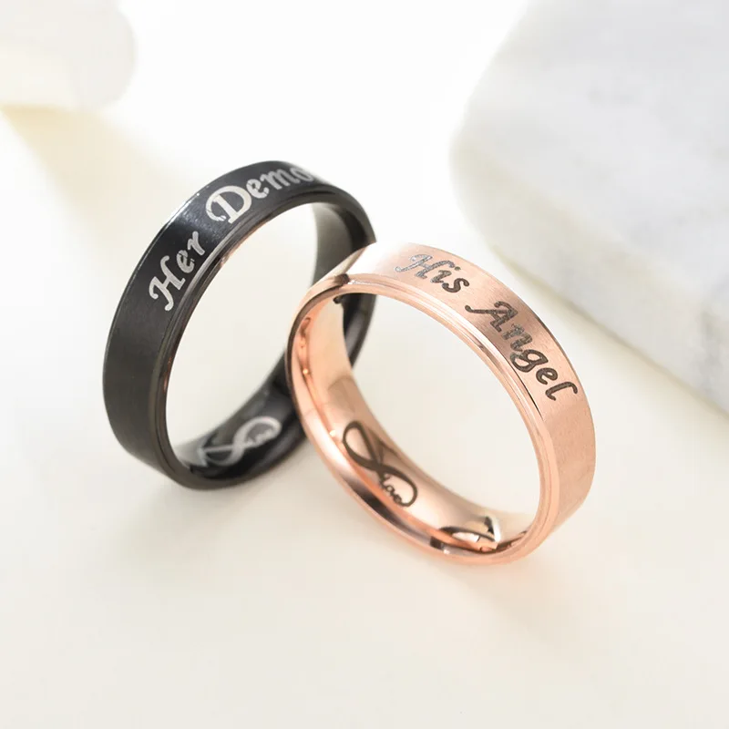 VOERYNT Пара Кольца её Демон Ангел черное кольцо для Для женщин мужчин