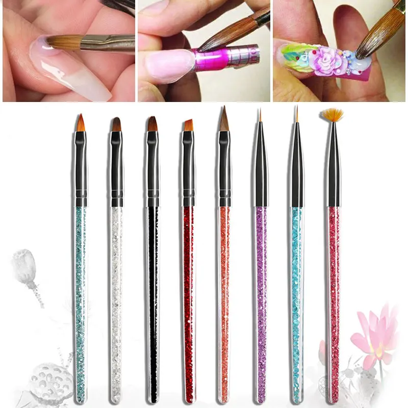 

Ручка для дизайна ногтей с блестками «сделай сам», жидкая скульптура, ручка для рисования, ручка со змеиным кристаллом, кисть, точечная ручк...