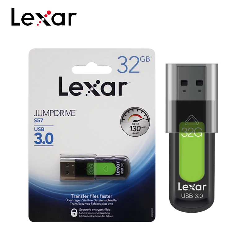 Lexar S57 USB флэш-накопитель 128 ГБ 256 ГБ макс Reaing Скорость 150 МБ/с. JUMPDRIVE 32 Гб 64 Гб флэш-накопитель Mini U диск USB 3,0 флеш-накопитель