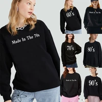 long sleeve sweatshirt womens black pullover simple fashion time printing series casual o neck autumn commuter warm soft hoodie