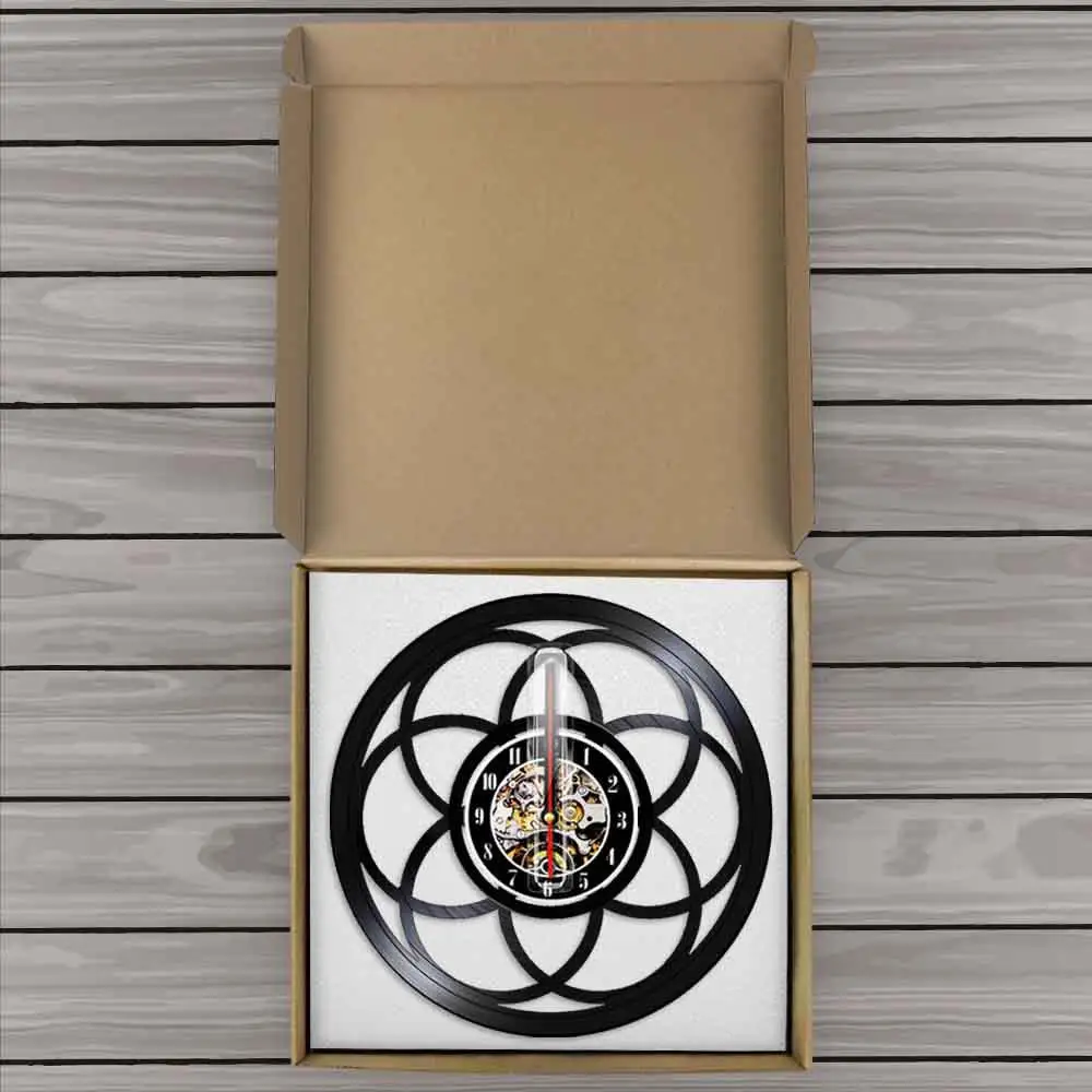 Настенные часы в стиле цветок жизни винтажные с геометрическим современным