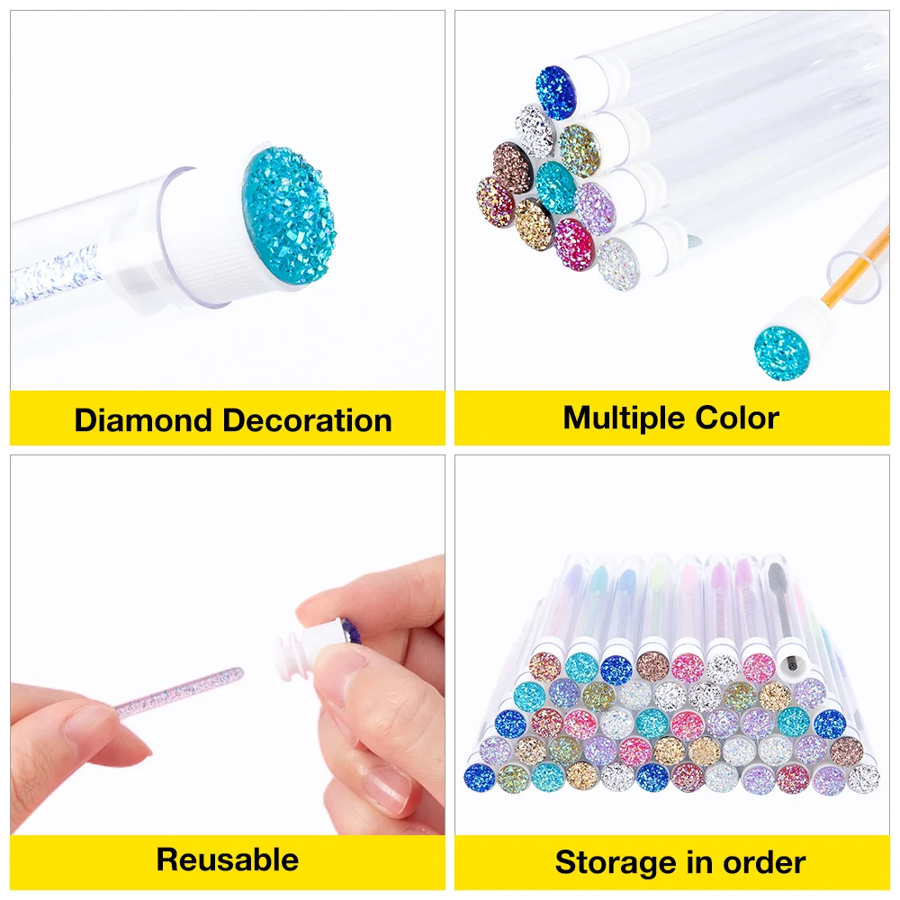 10pcs Replaceable Eyelash Brush for Extension Disposable Eyebrow Tube Sparkling Broken Diamond at bottom Make up | Красота и здоровье