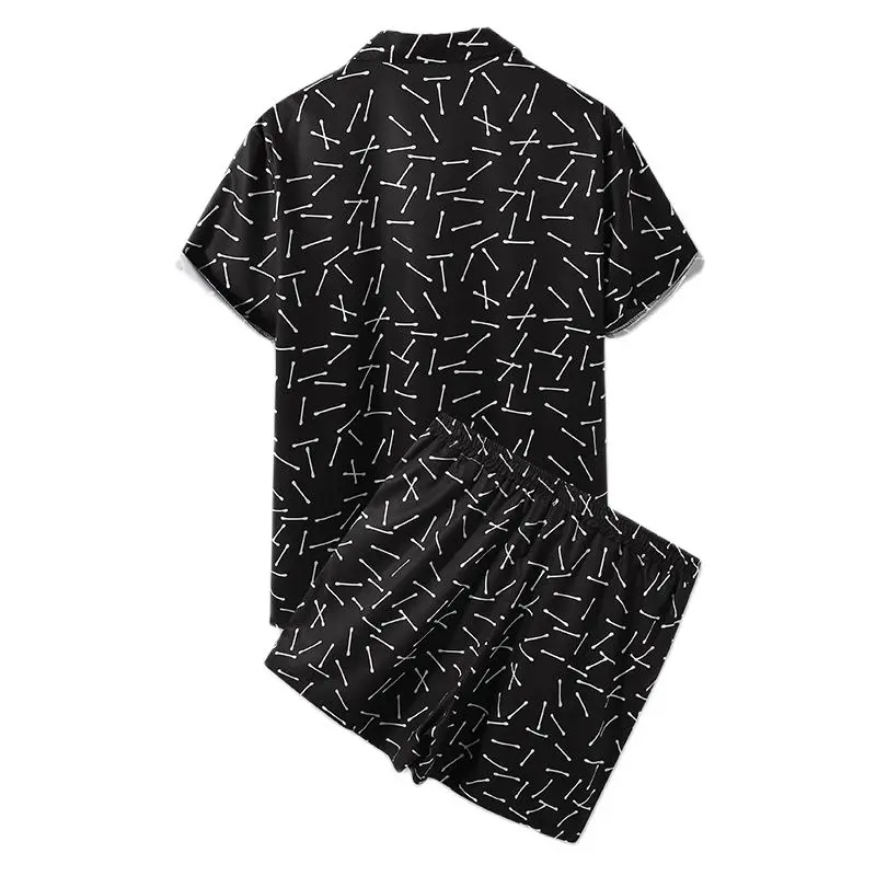 

Hawaiian men's printed suit 2021 summer short-sleeved button shirt beach shorts street casual men's suit 2 pieces M-3XL Thin sec