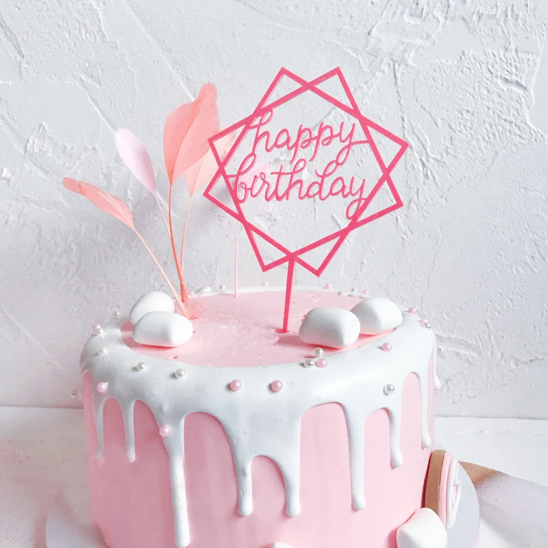 Акриловые розовые круглые Фламинго перо коллекции Свадьба День рождения кекс