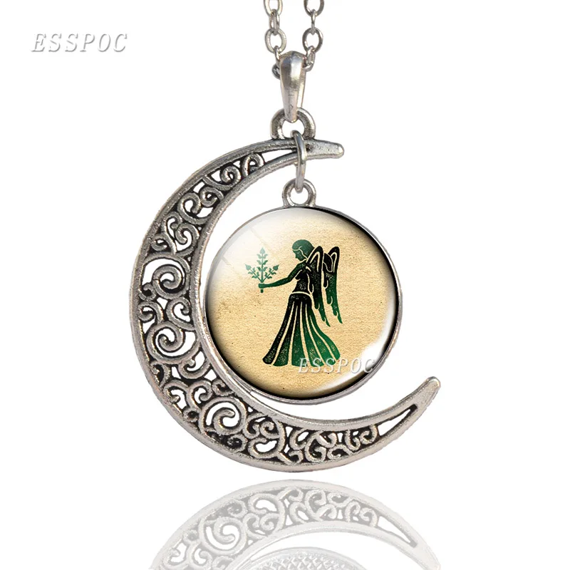 12 знаков зодиака полумесяц стеклянный купол ювелирные изделия знаки кулон