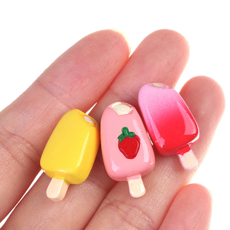 

5Pcs 1:12 1:6 Dollhouse Miniature Dollhouse Miniature Pretend ice cream Kitchen Food Popsicle Mini Cartoon doll Accessories