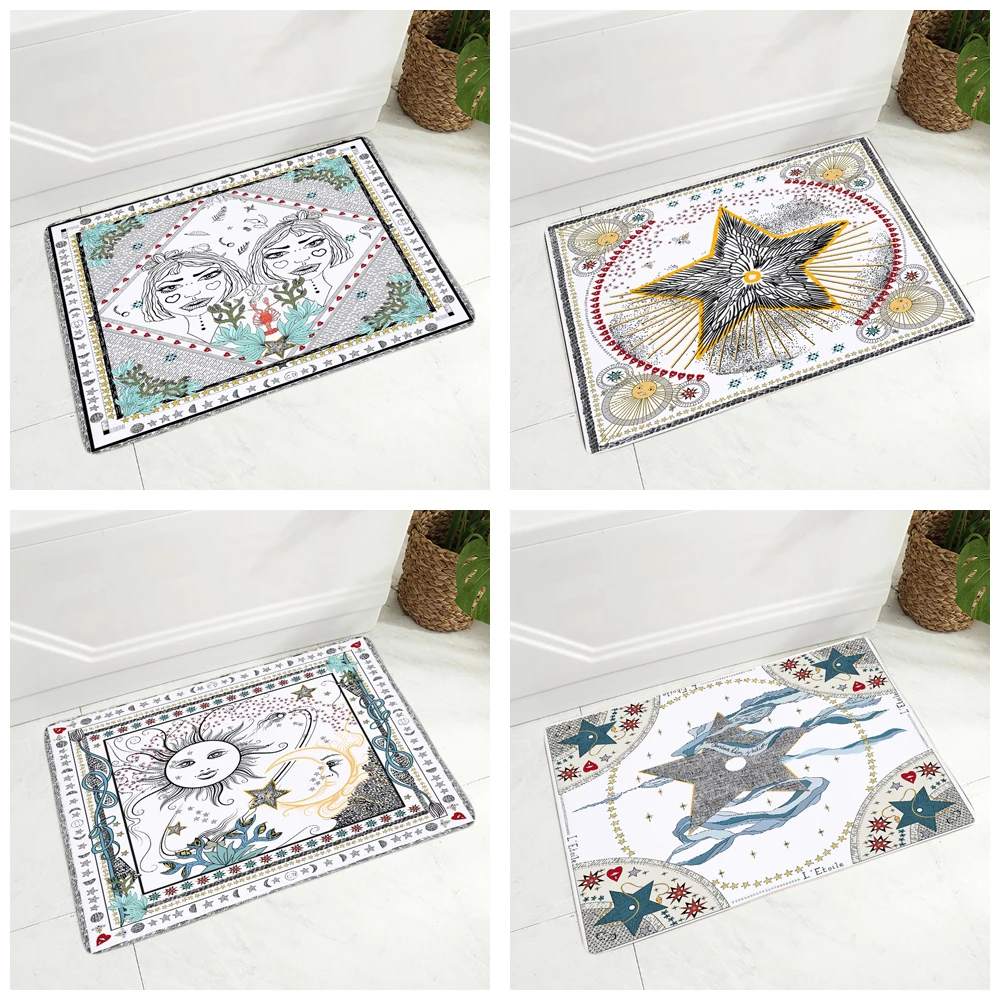 Geometric Patterns Floor Mat for Bathroom Woman Bedroom Non-Slip Decor Star Eye Super Doormat Soft Flannel Carpet 40x60cm | Дом и сад